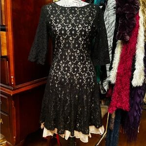 Black and cream lace dress by Betsey Johnson